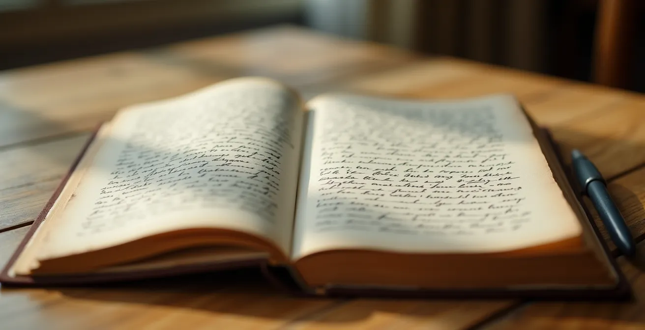 Carnet ouvert avec des notes manuscrites sur une table, symbolisant la préparation du dossier APA
